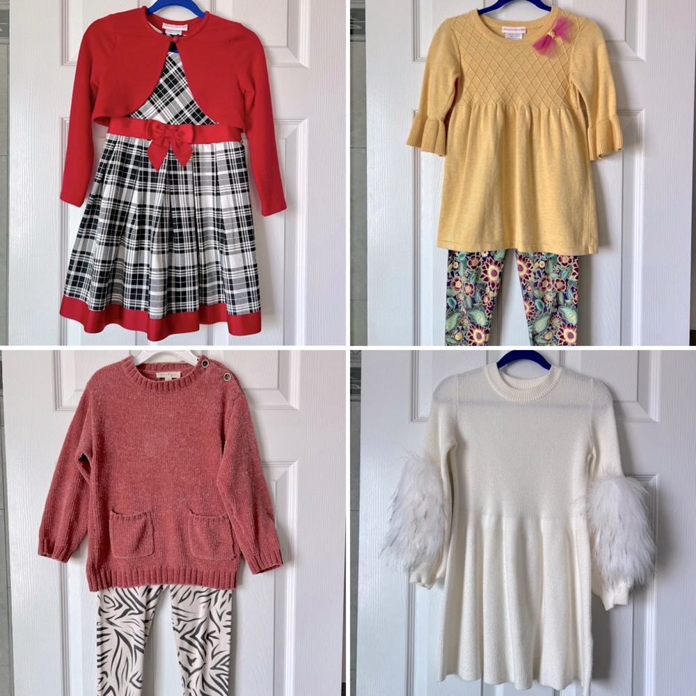 Lot of 4 Girls Dresses/Outfits size 4T/5 Bonnie Jean + more…
